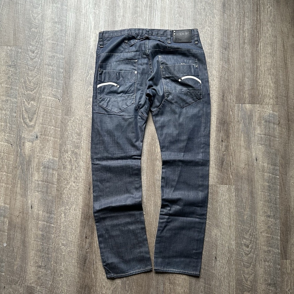 G Star Raw Blade Slim Buckle Back Denim Dark Wash Jeans Mens Size 34 X 31